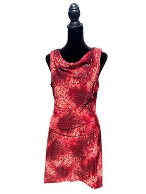 Iz Byer y2k 2000s vintage artsy sleeveless short dress drape neck cowl neck M